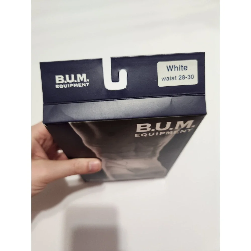 B.U.M. Equipment Boxer Briefs White Vintage 100% Cotton Waist‎ 28-30 Small